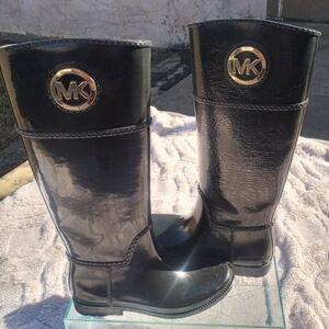 Michael Kors Tall Rubber Black Knee High Boots Size 6
